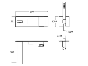 TABULA CRITA102 - Wall-mounted bathtub set with hand shower by CRISTINA Rubinetterie - view 3